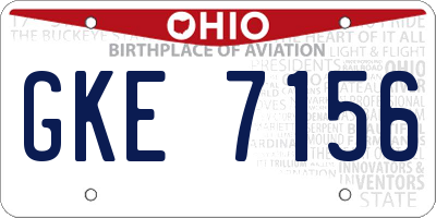 OH license plate GKE7156