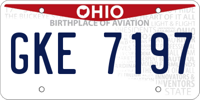 OH license plate GKE7197