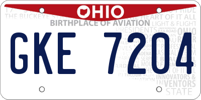 OH license plate GKE7204