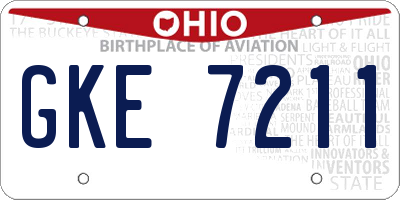 OH license plate GKE7211