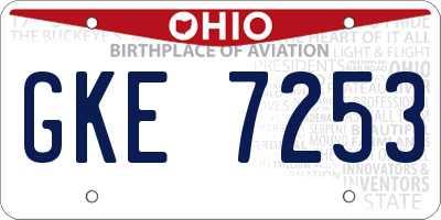 OH license plate GKE7253