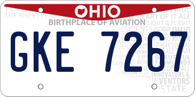 OH license plate GKE7267
