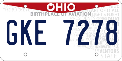 OH license plate GKE7278