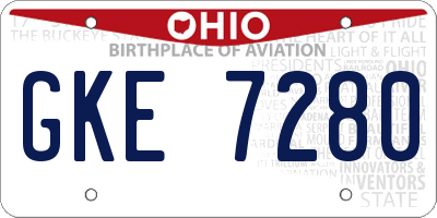 OH license plate GKE7280