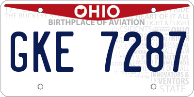 OH license plate GKE7287
