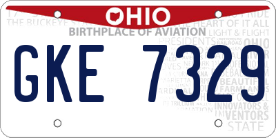 OH license plate GKE7329