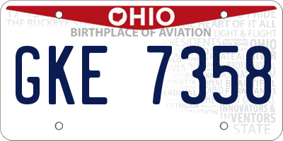 OH license plate GKE7358