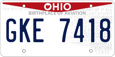OH license plate GKE7418