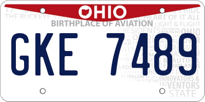 OH license plate GKE7489