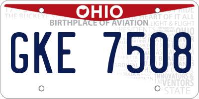 OH license plate GKE7508