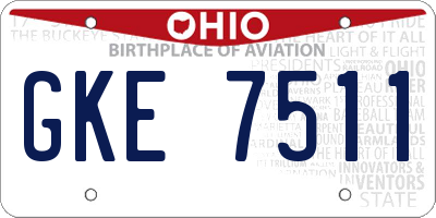 OH license plate GKE7511
