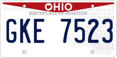 OH license plate GKE7523