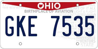 OH license plate GKE7535