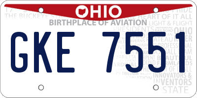 OH license plate GKE7551