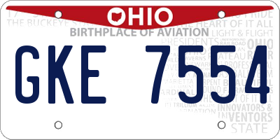 OH license plate GKE7554
