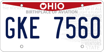 OH license plate GKE7560