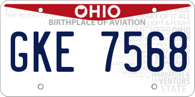 OH license plate GKE7568