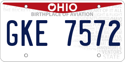 OH license plate GKE7572