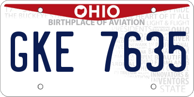 OH license plate GKE7635