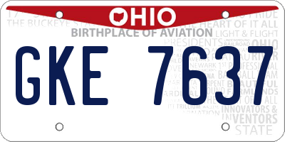 OH license plate GKE7637