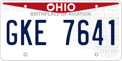 OH license plate GKE7641