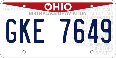 OH license plate GKE7649