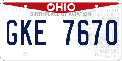 OH license plate GKE7670