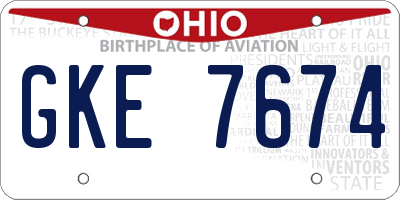 OH license plate GKE7674