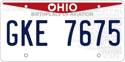 OH license plate GKE7675