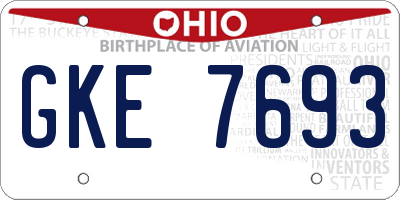 OH license plate GKE7693