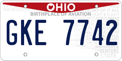 OH license plate GKE7742