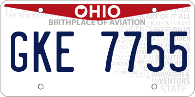 OH license plate GKE7755