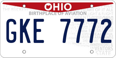 OH license plate GKE7772