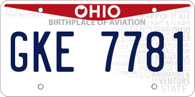 OH license plate GKE7781