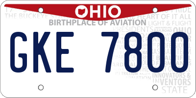 OH license plate GKE7800