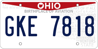 OH license plate GKE7818