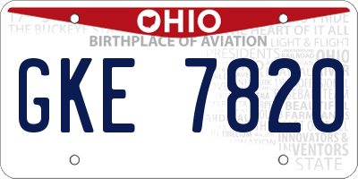 OH license plate GKE7820