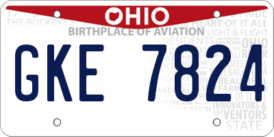 OH license plate GKE7824