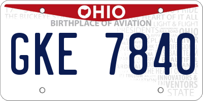 OH license plate GKE7840