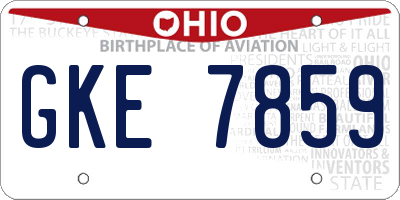 OH license plate GKE7859