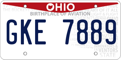OH license plate GKE7889