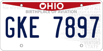 OH license plate GKE7897