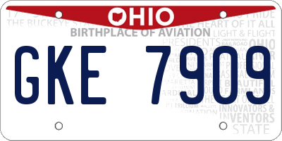 OH license plate GKE7909