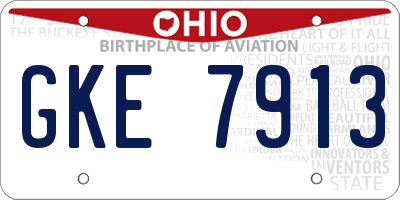 OH license plate GKE7913