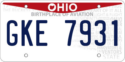 OH license plate GKE7931