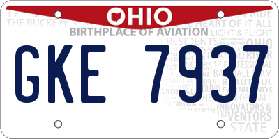 OH license plate GKE7937