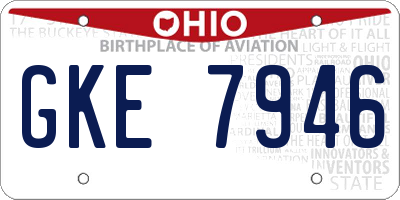 OH license plate GKE7946