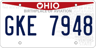 OH license plate GKE7948