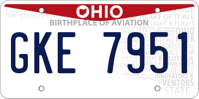 OH license plate GKE7951