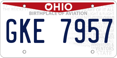 OH license plate GKE7957
